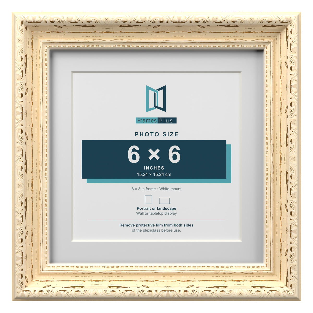 Louis Range Cream Picture, Photo & Poster Frame with White Mount - 8x8" Frame for 6x6" Photo, Cream