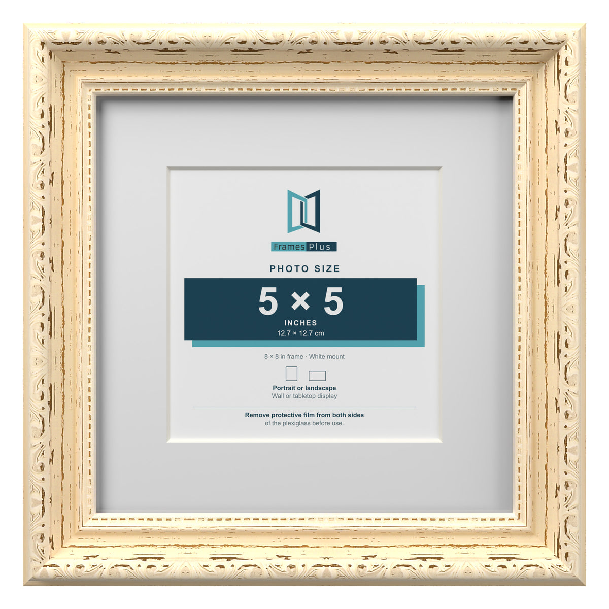 Louis Range Cream Picture, Photo & Poster Frame with White Mount - 8x8" Frame for 5x5" Photo, Cream