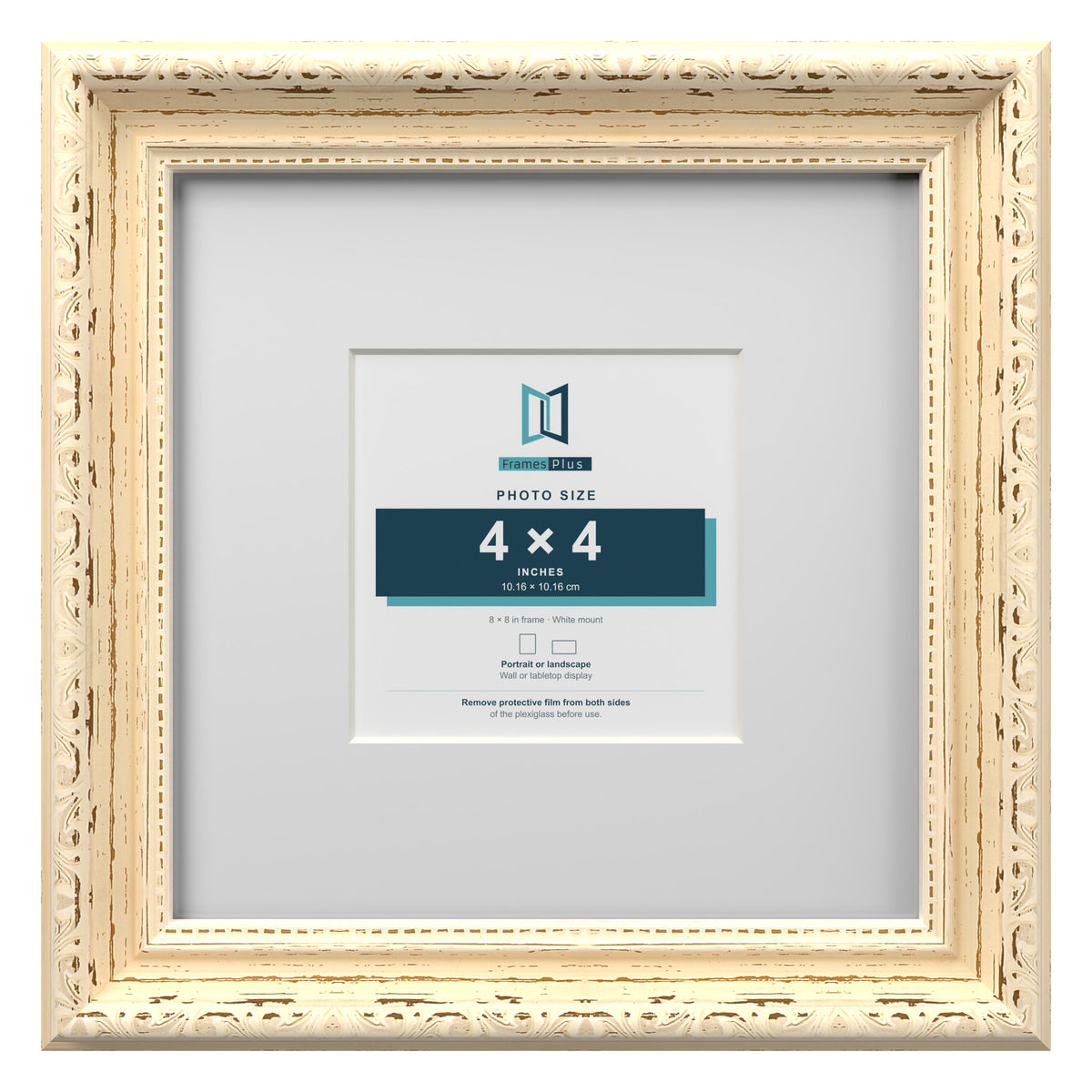 Louis Range Cream Picture, Photo & Poster Frame with White Mount - 8x8" Frame for 4x4" Photo, Cream