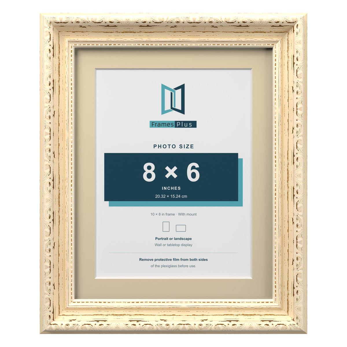 Louis Range Cream Picture, Photo & Poster Frame with Ivory Mount - 10x8" Frame for 8x6" Photo, Cream