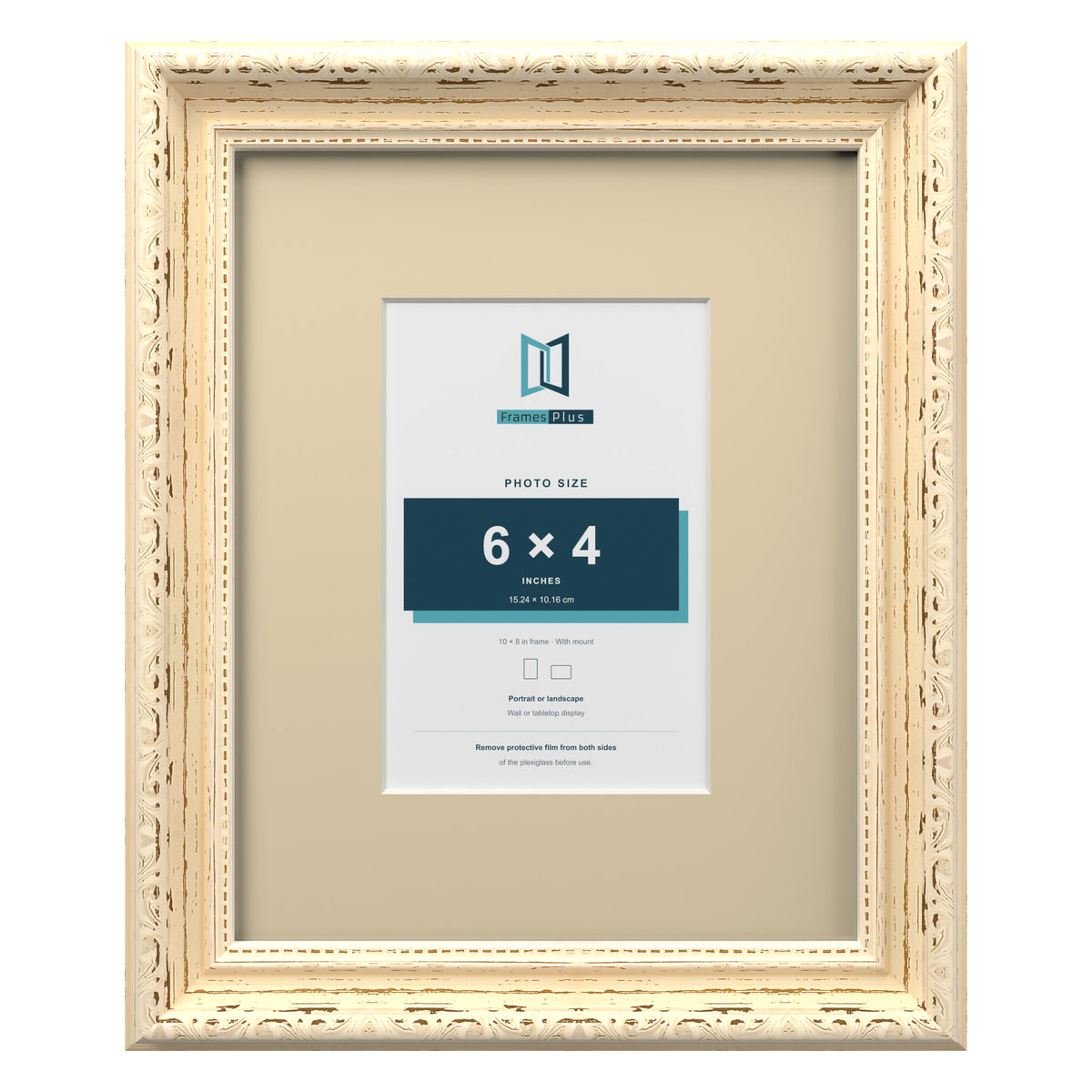 Louis Range Cream Picture, Photo & Poster Frame with Ivory Mount - 10x8" Frame for 6x4" Photo, Cream