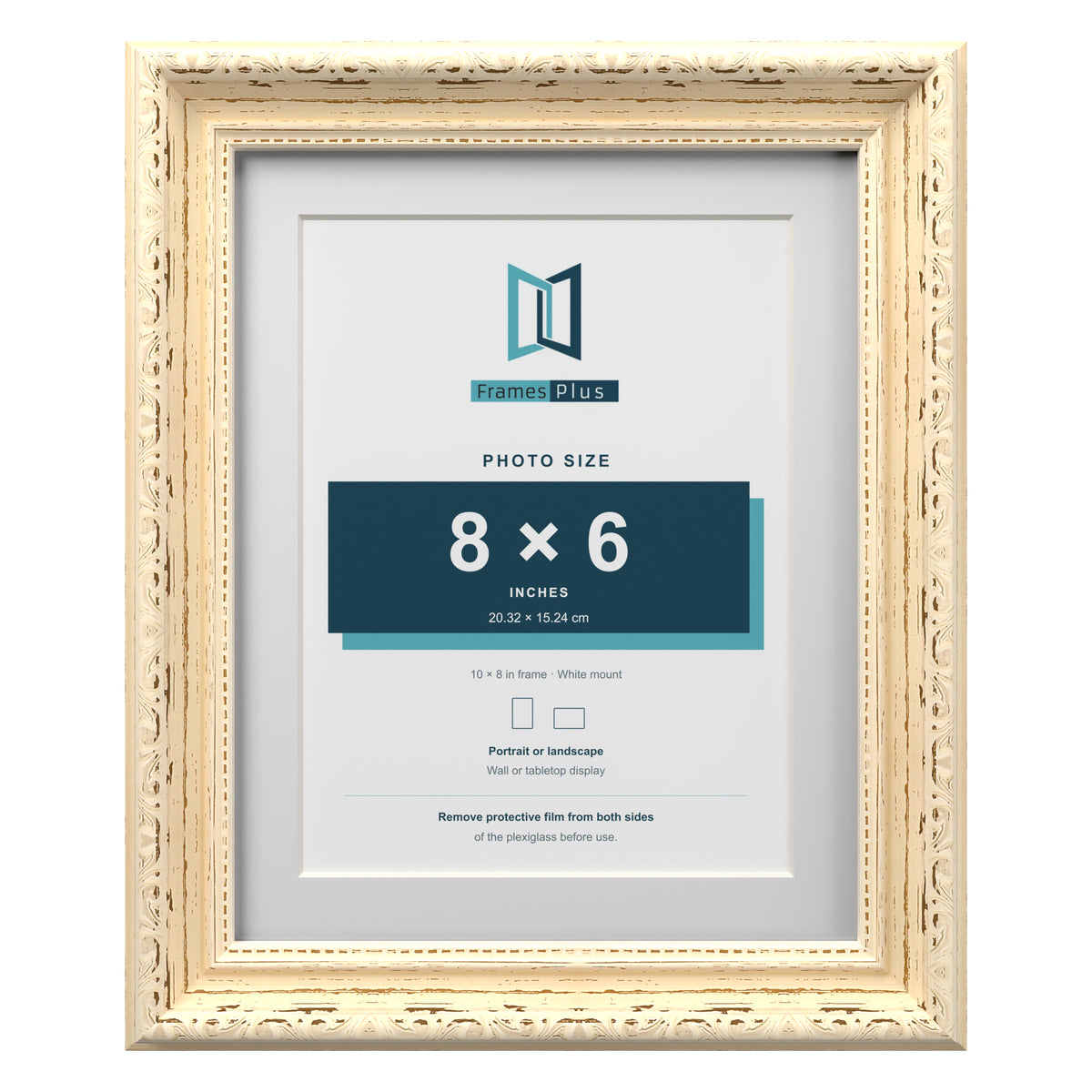 Louis Range Cream Picture, Photo & Poster Frame with White Mount - 10x8" Frame for 8x6" Photo, Cream