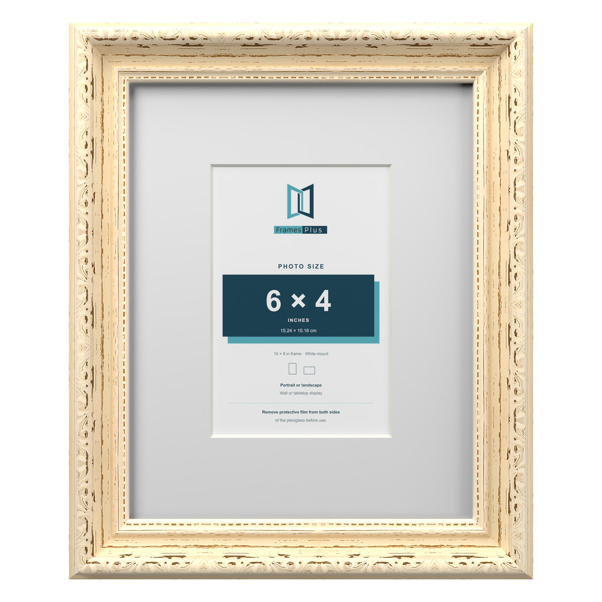 Louis Range Cream Picture, Photo & Poster Frame with White Mount - 10x8" Frame for 6x4" Photo, Cream