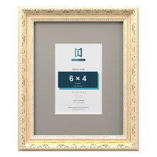 Louis Range Cream Picture, Photo & Poster Frame with Dawn Grey Mount - 10x8" Frame for 6x4" Photo, Cream