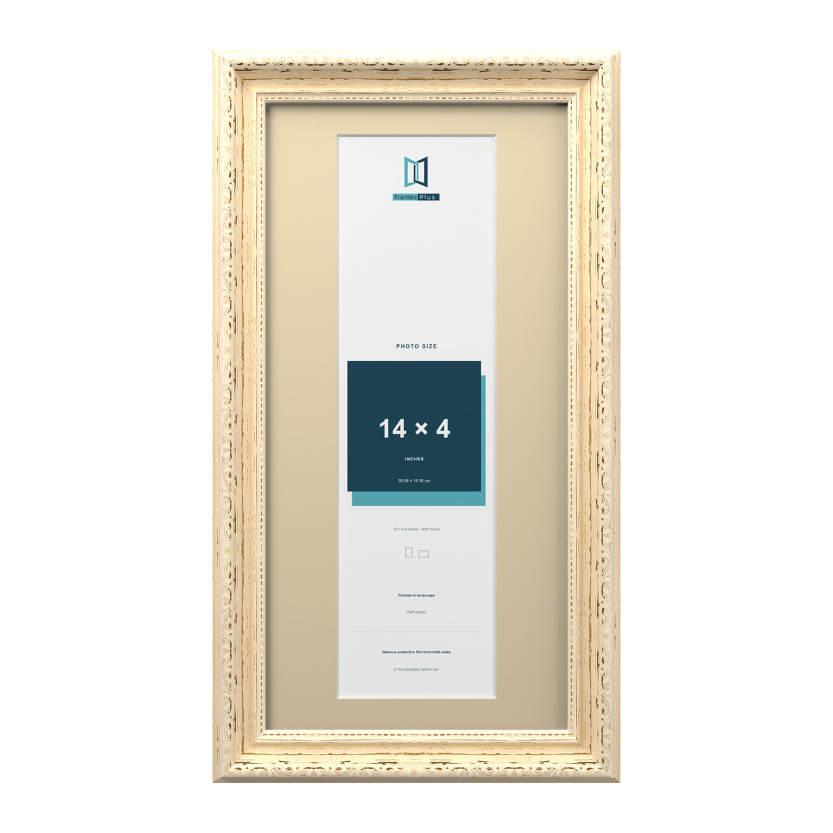 Louis Range Cream Picture, Photo & Poster Frame with Ivory Mount - 16x8" Frame for 14x4" Photo, Cream