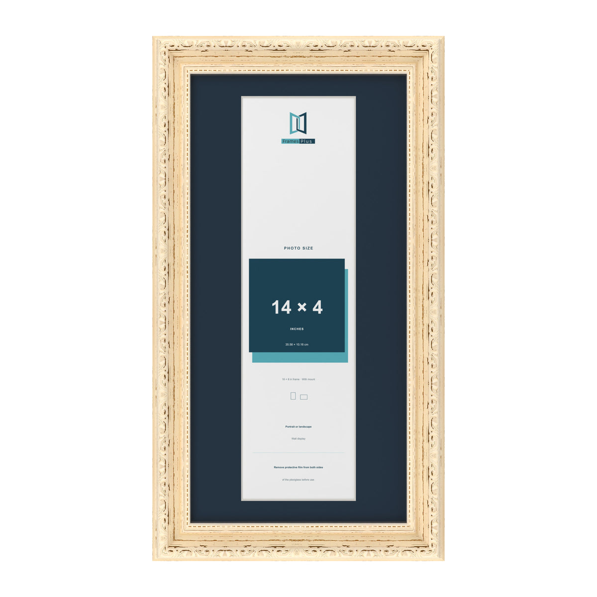 Louis Range Cream Picture, Photo & Poster Frame with Pacific Blue Mount - 16x8" Frame for 14x4" Photo, Cream