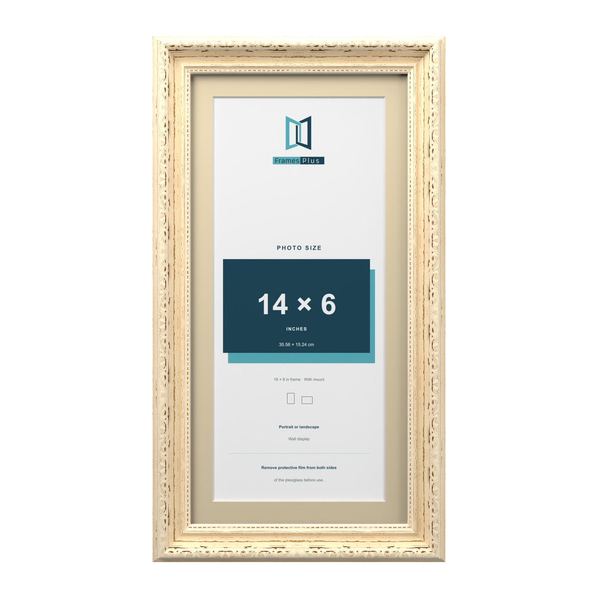 Louis Range Cream Picture, Photo & Poster Frame with Ivory Mount - 16x8" Frame for 14x6" Photo, Cream