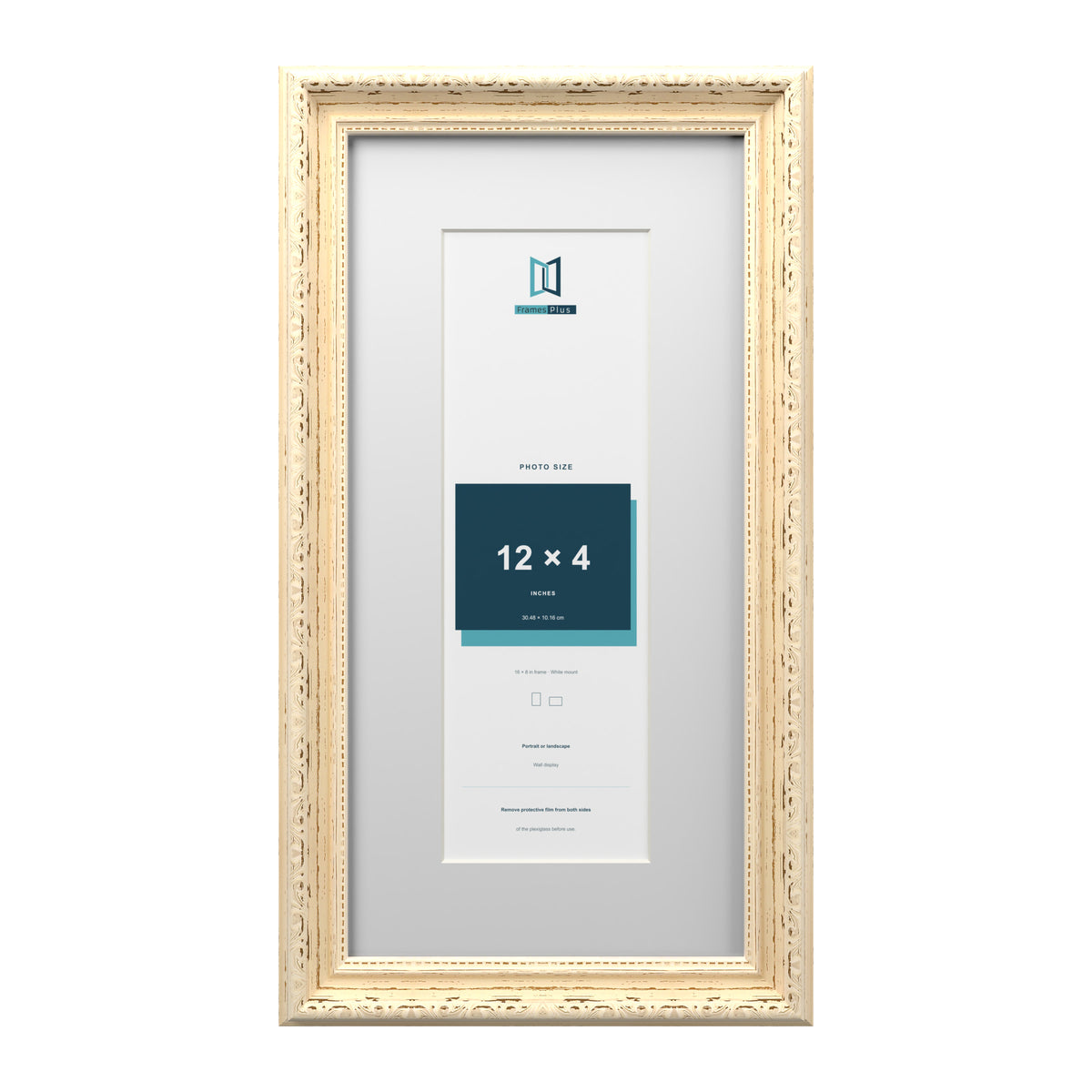 Louis Range Cream Picture, Photo & Poster Frame with White Mount - 16x8" Frame for 12x4" Photo, Cream