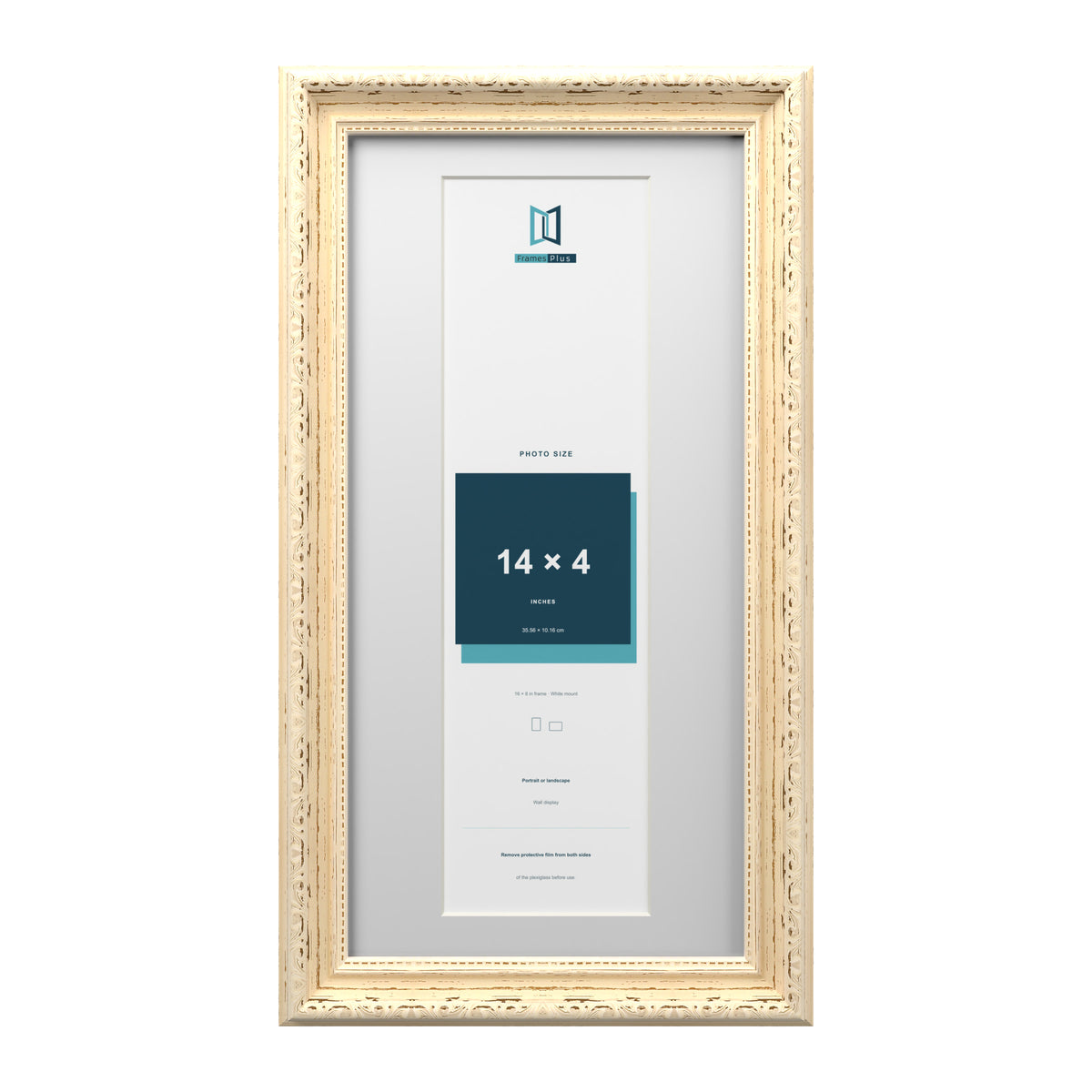 Louis Range Cream Picture, Photo & Poster Frame with White Mount - 16x8" Frame for 14x4" Photo, Cream