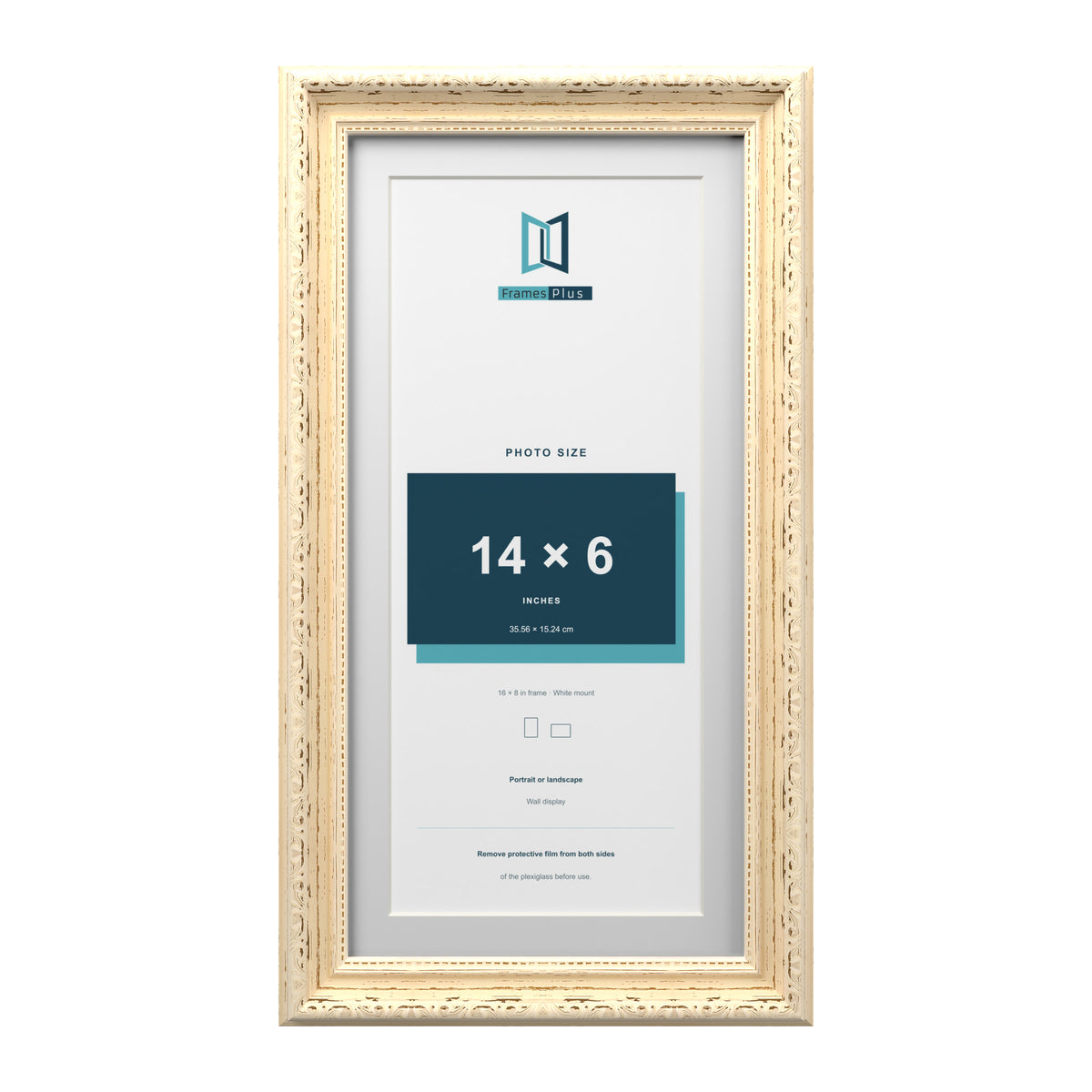 Louis Range Cream Picture, Photo & Poster Frame with White Mount - 16x8" Frame for 14x6" Photo, Cream