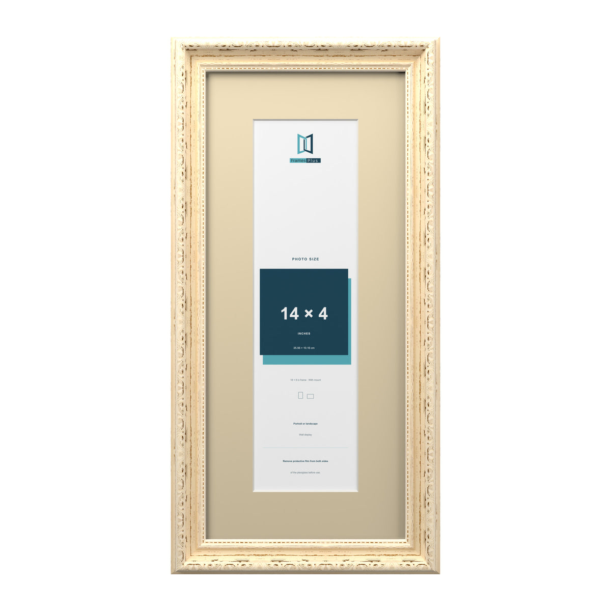 Louis Range Cream Picture, Photo & Poster Frame with Ivory Mount - 18x8" Frame for 14x4" Photo, Cream