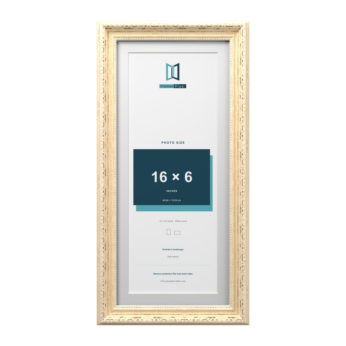 Louis Range Cream Picture, Photo & Poster Frame with White Mount - 18x8" Frame for 16x6" Photo, Cream
