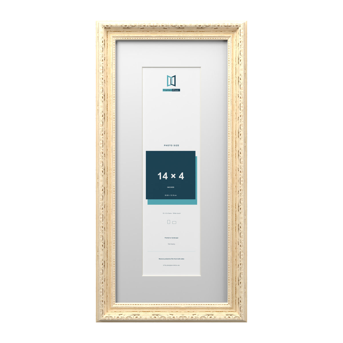 Louis Range Cream Picture, Photo & Poster Frame with White Mount - 18x8" Frame for 14x4" Photo, Cream
