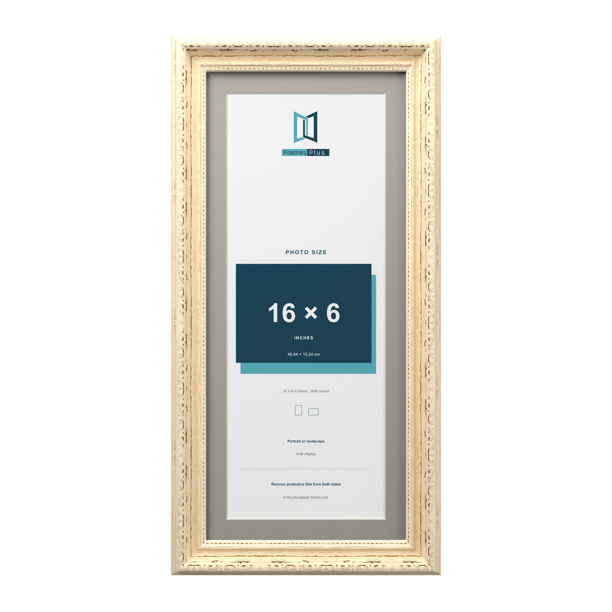 Louis Range Cream Picture, Photo & Poster Frame with Dawn Grey Mount - 18x8" Frame for 16x6" Photo, Cream