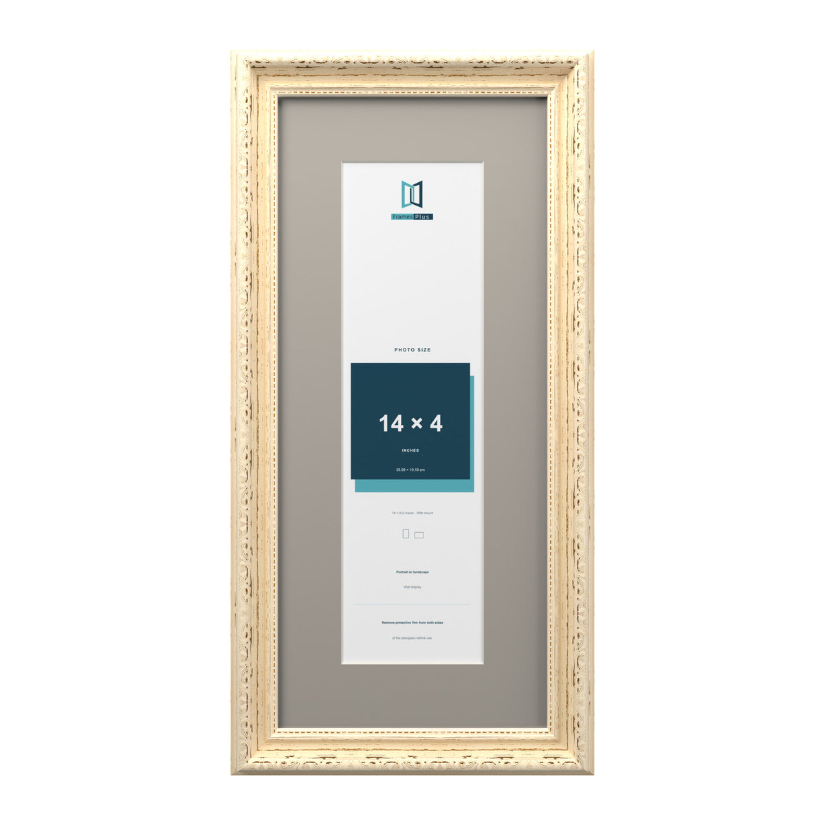 Louis Range Cream Picture, Photo & Poster Frame with Dawn Grey Mount - 18x8" Frame for 14x4" Photo, Cream