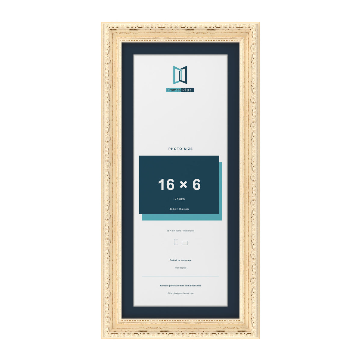Louis Range Cream Picture, Photo & Poster Frame with Pacific Blue Mount - 18x8" Frame for 16x6" Photo, Cream