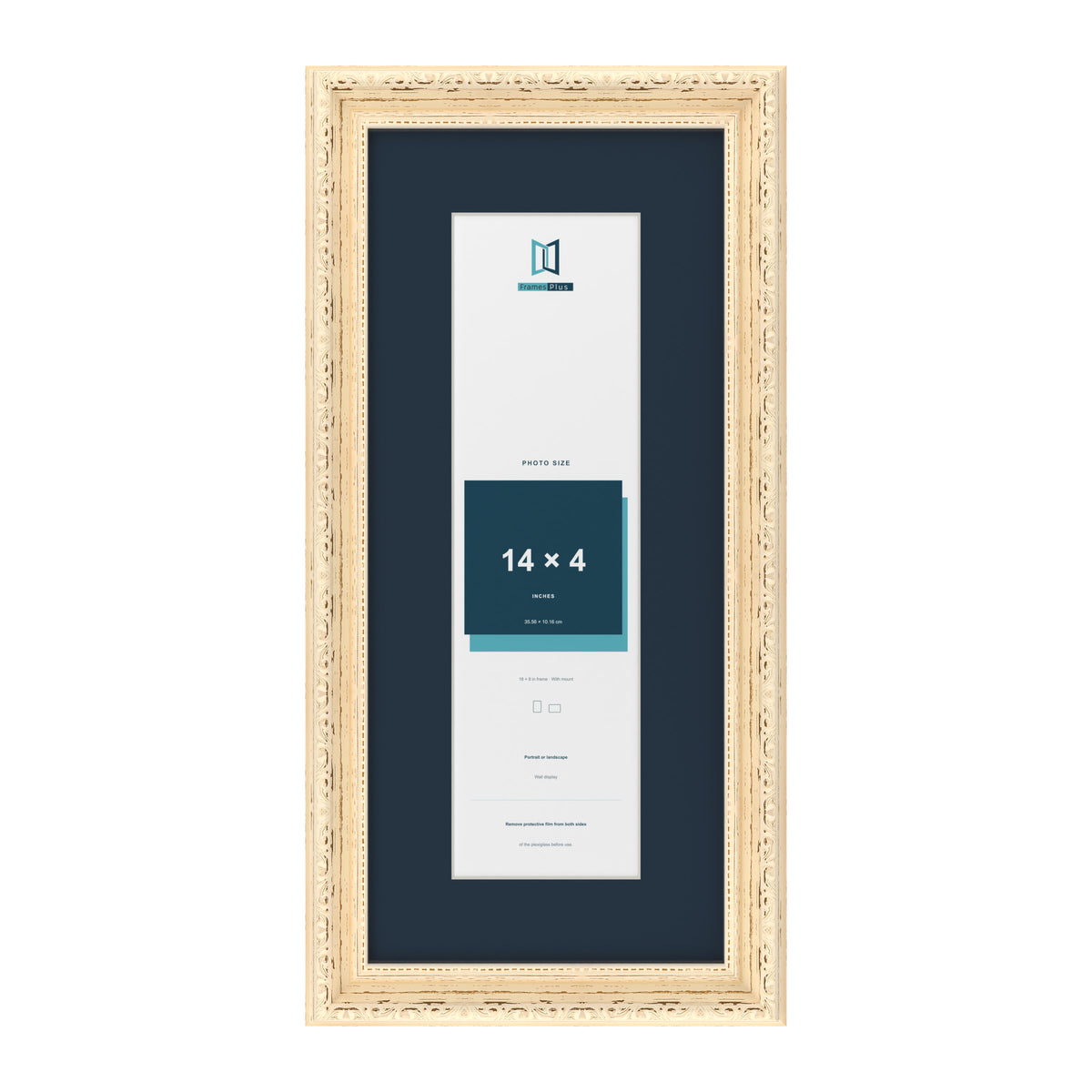 Louis Range Cream Picture, Photo & Poster Frame with Pacific Blue Mount - 18x8" Frame for 14x4" Photo, Cream