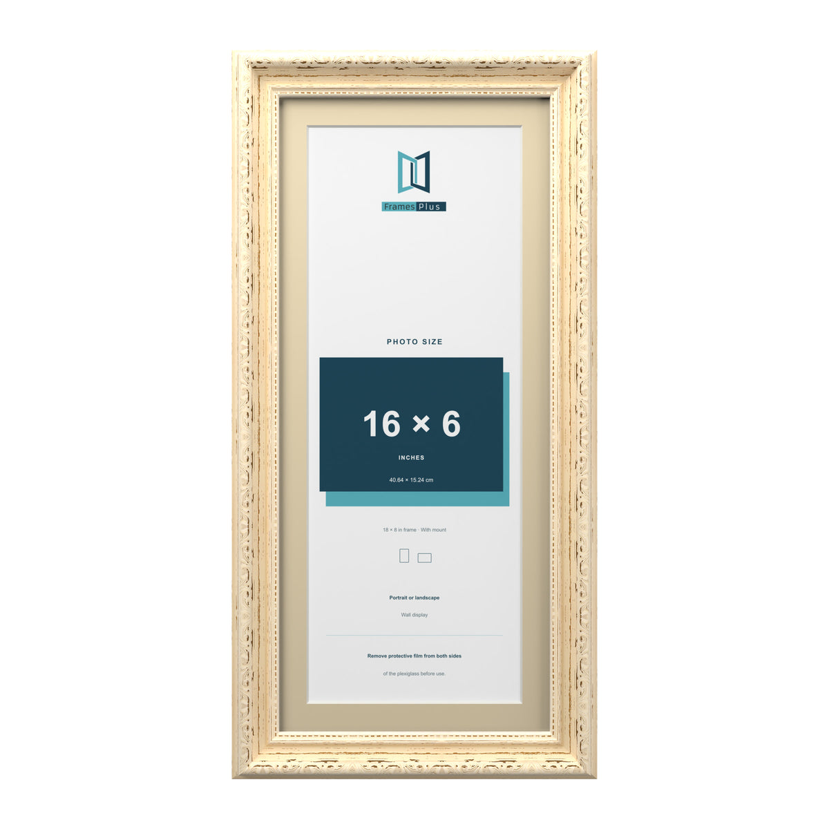 Louis Range Cream Picture, Photo & Poster Frame with Ivory Mount - 18x8" Frame for 16x6" Photo, Cream