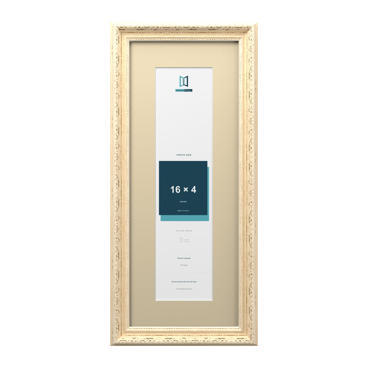 Louis Range Cream Picture, Photo & Poster Frame with Ivory Mount - 20x8" Frame for 16x4" Photo, Cream