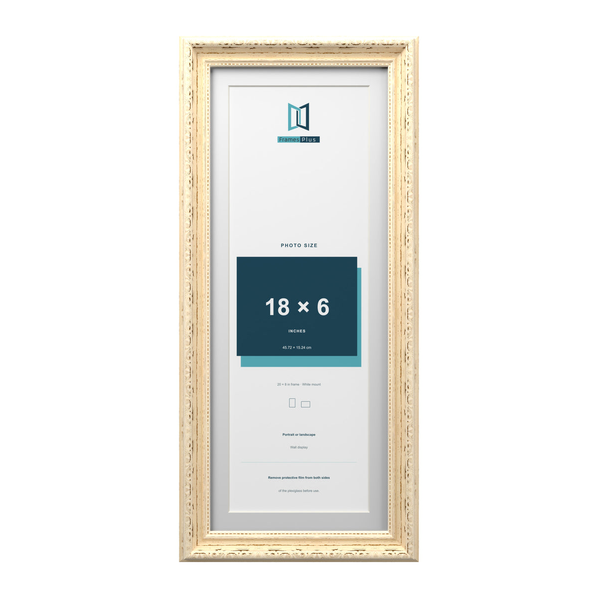 Louis Range Cream Picture, Photo & Poster Frame with White Mount - 20x8" Frame for 18x6" Photo, Cream