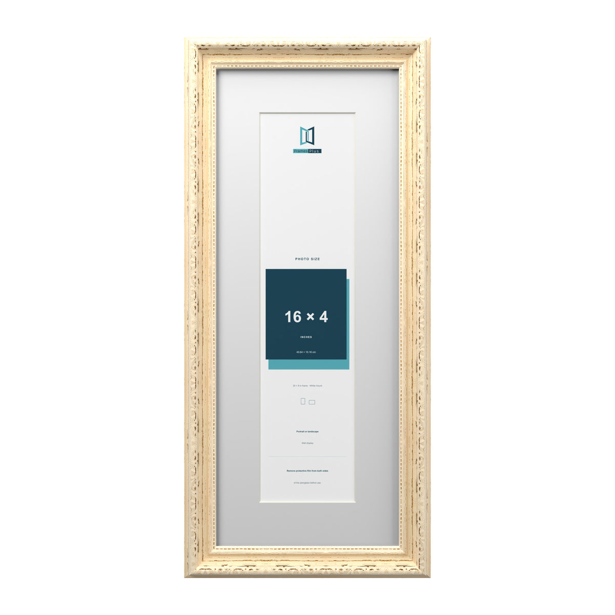 Louis Range Cream Picture, Photo & Poster Frame with White Mount - 20x8" Frame for 16x4" Photo, Cream