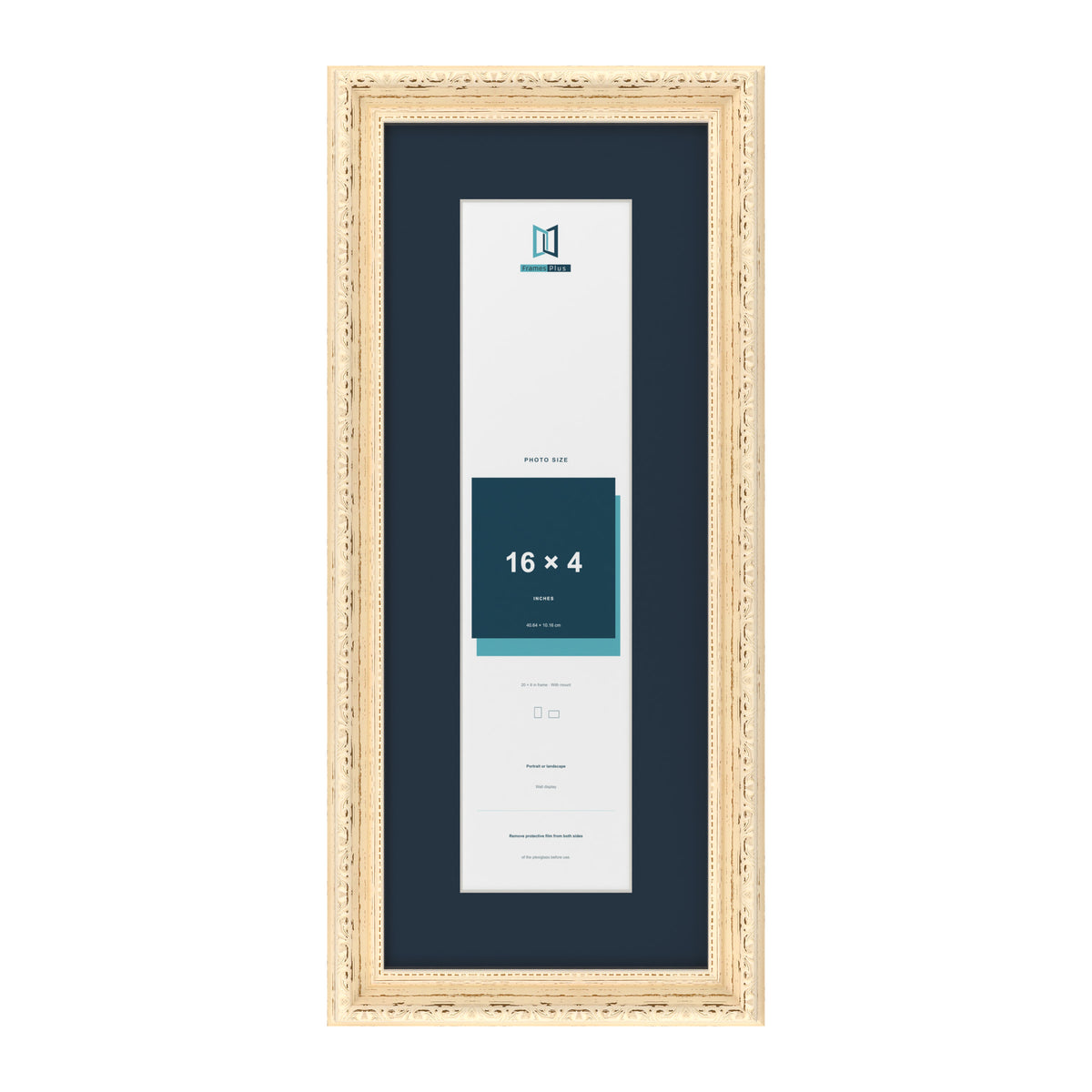 Louis Range Cream Picture, Photo & Poster Frame with Pacific Blue Mount - 20x8" Frame for 16x4" Photo, Cream