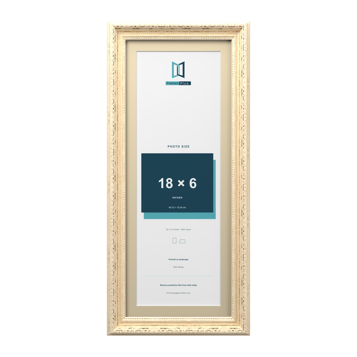 Louis Range Cream Picture, Photo & Poster Frame with Ivory Mount - 20x8" Frame for 18x6" Photo, Cream