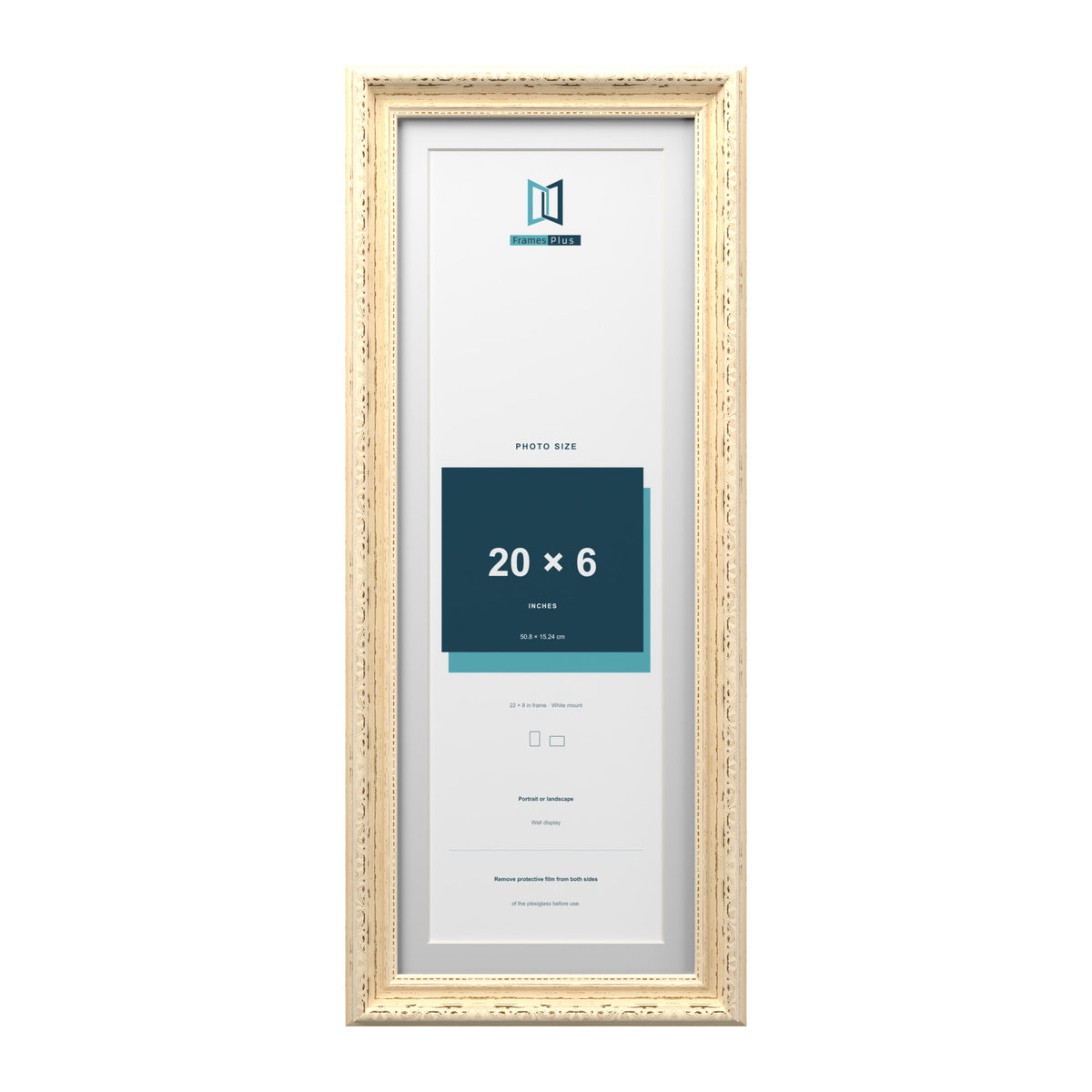 Louis Range Cream Picture, Photo & Poster Frame with White Mount - 22x8" Frame for 20x6" Photo, Cream