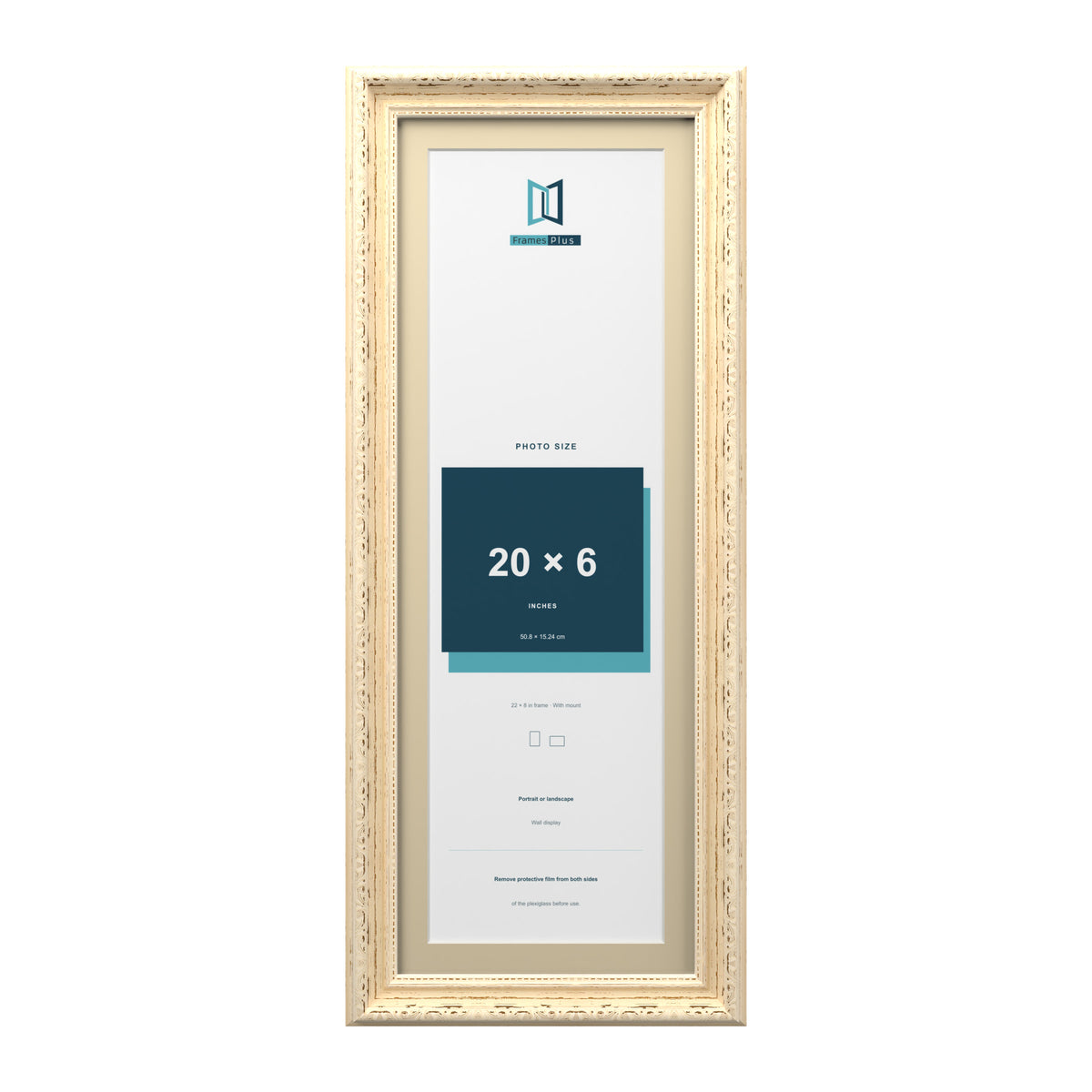 Louis Range Cream Picture, Photo & Poster Frame with Ivory Mount - 22x8" Frame for 20x6" Photo, Cream