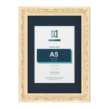 Louis Range Cream Picture, Photo & Poster Frame with Pacific Blue Mount - A4 Frame for A5 Photo, Cream