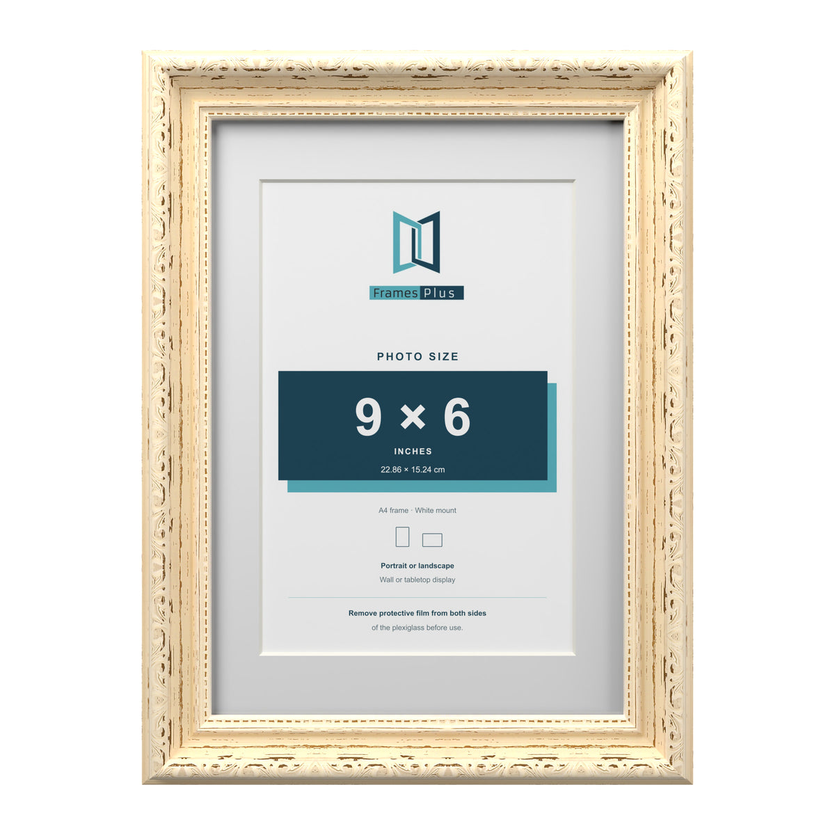 Louis Range Cream Picture, Photo & Poster Frame with White Mount - A4 Frame for 9x6" Photo, Cream
