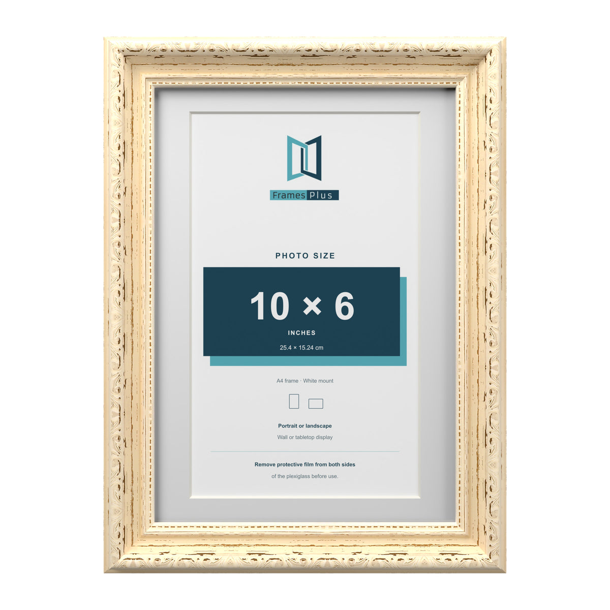 Louis Range Cream Picture, Photo & Poster Frame with White Mount - A4 Frame for 10x6" Photo, Cream