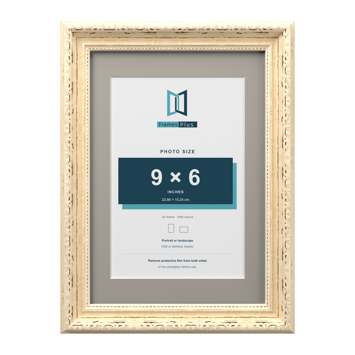 Louis Range Cream Picture, Photo & Poster Frame with Dawn Grey Mount - A4 Frame for 9x6" Photo, Cream