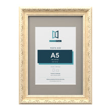 Louis Range Cream Picture, Photo & Poster Frame with Dawn Grey Mount - A4 Frame for A5 Photo, Cream