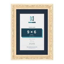 Louis Range Cream Picture, Photo & Poster Frame with Pacific Blue Mount - A4 Frame for 9x6" Photo, Cream