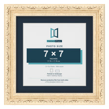 Louis Range Cream Picture, Photo & Poster Frame with Pacific Blue Mount - 9x9" Frame for 7x7" Photo, Cream