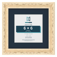 Louis Range Cream Picture, Photo & Poster Frame with Pacific Blue Mount - 9x9" Frame for 6x6" Photo, Cream
