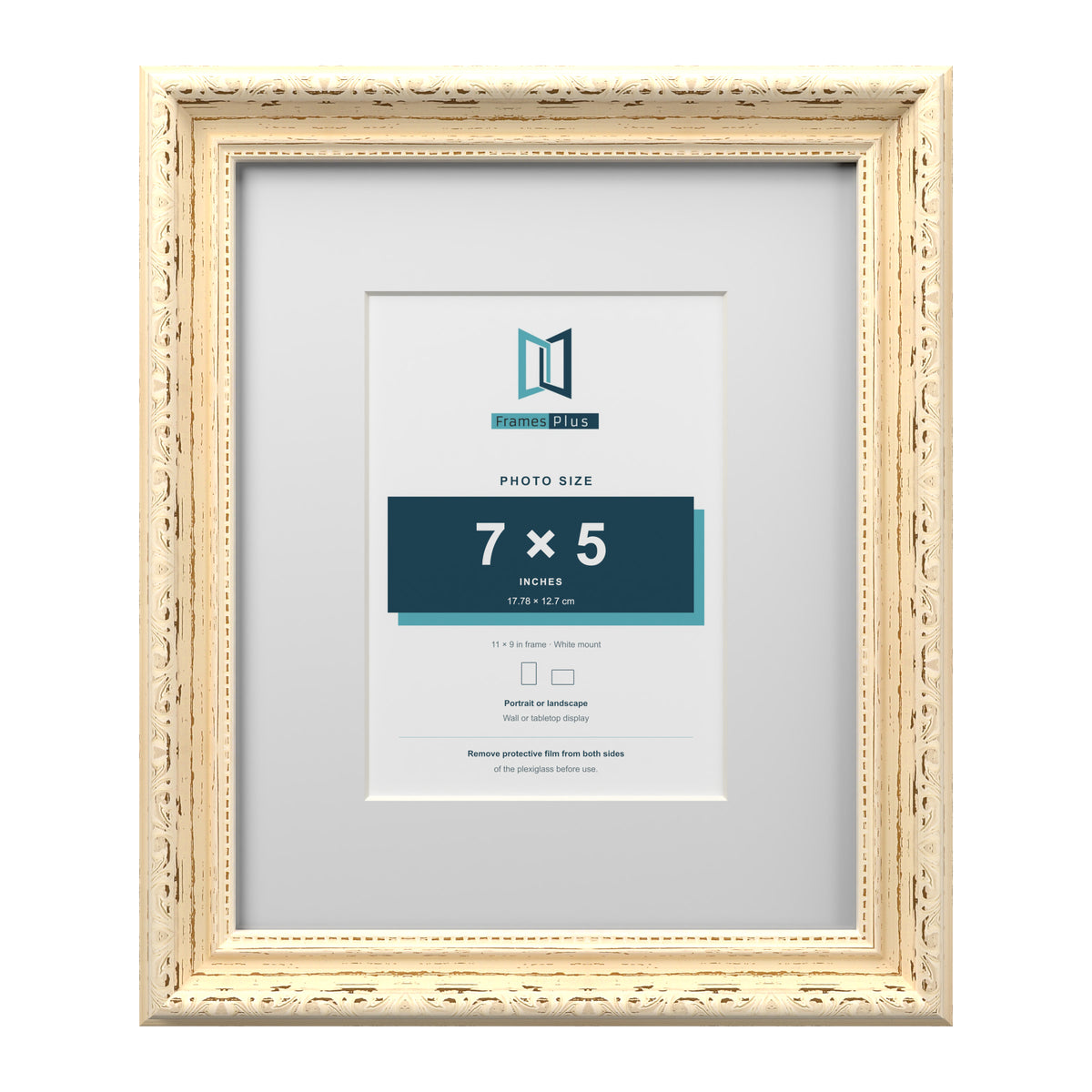 Louis Range Cream Picture, Photo & Poster Frame with White Mount - 11x9" Frame for 7x5" Photo, Cream