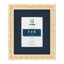 Louis Range Cream Picture, Photo & Poster Frame with Pacific Blue Mount - 11x9" Frame for 7x5" Photo, Cream