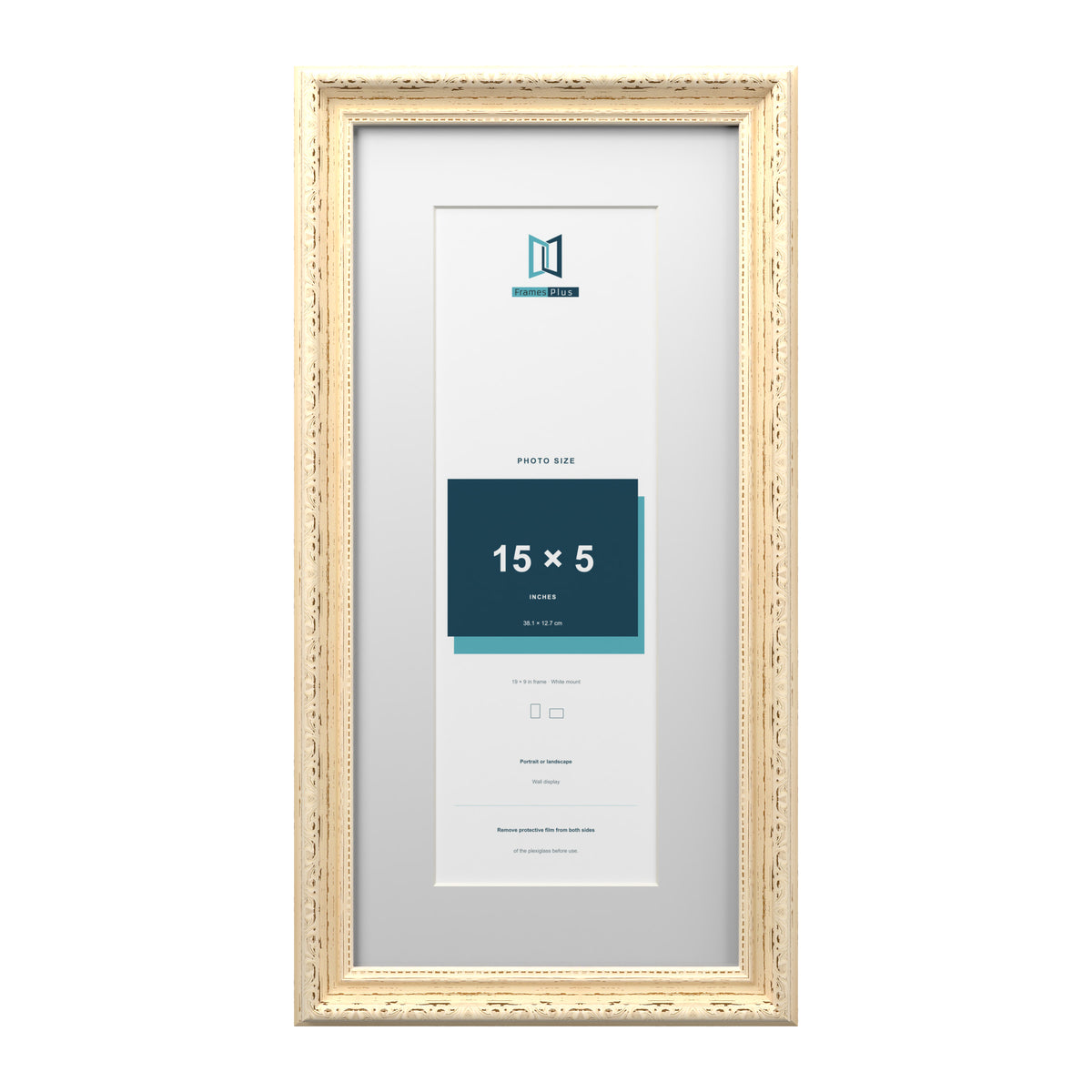 Louis Range Cream Picture, Photo & Poster Frame with White Mount - 19x9" Frame for 15x5" Photo, Cream