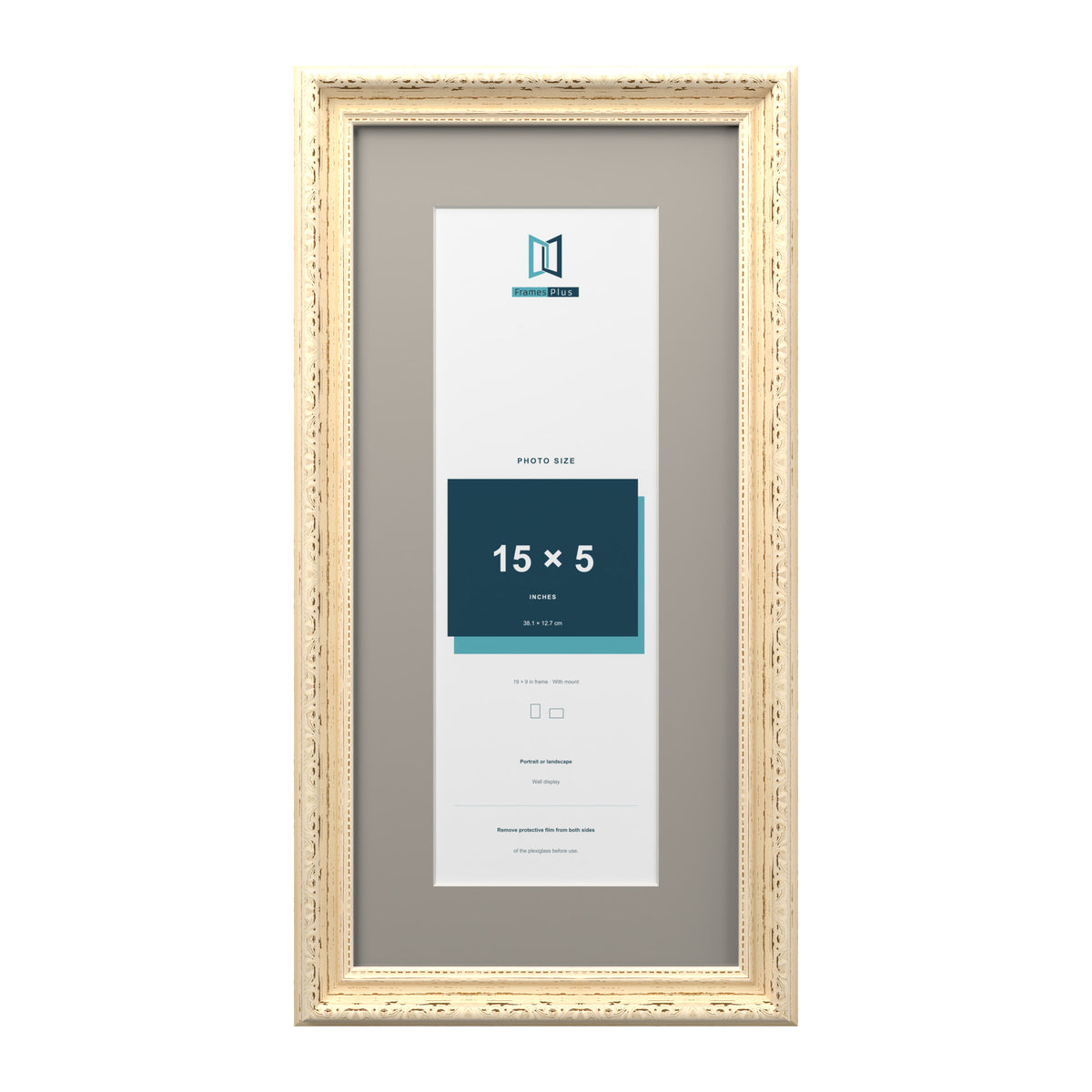 Louis Range Cream Picture, Photo & Poster Frame with Dawn Grey Mount - 19x9" Frame for 15x5" Photo, Cream