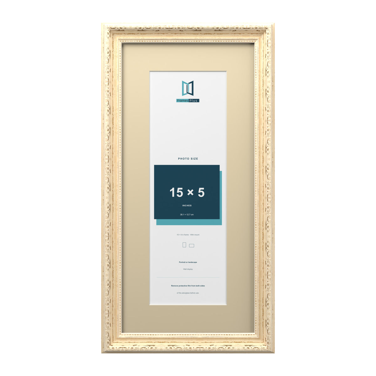 Louis Range Cream Picture, Photo & Poster Frame with Ivory Mount - 19x9" Frame for 15x5" Photo, Cream