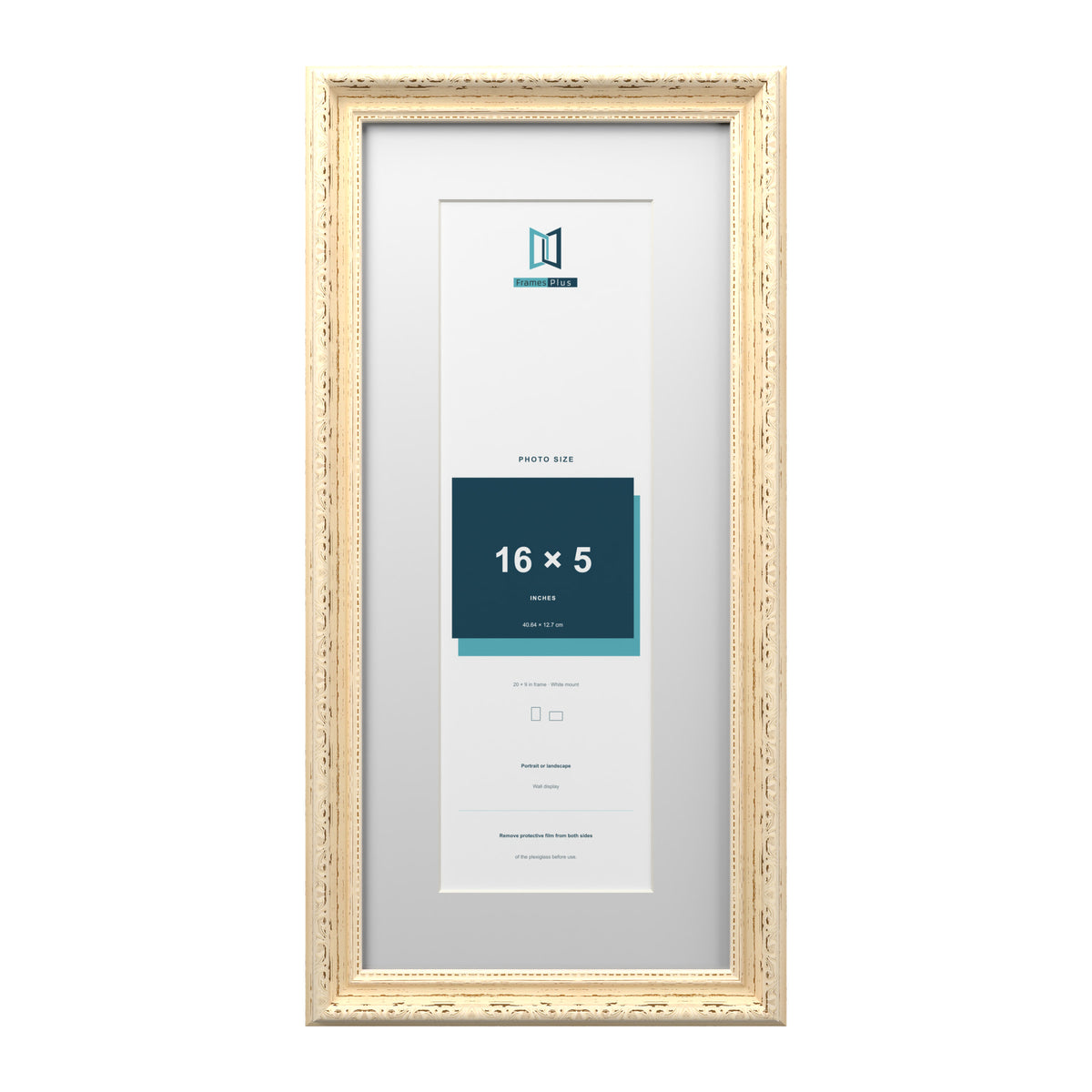 Louis Range Cream Picture, Photo & Poster Frame with White Mount - 20x9" Frame for 16x5" Photo, Cream