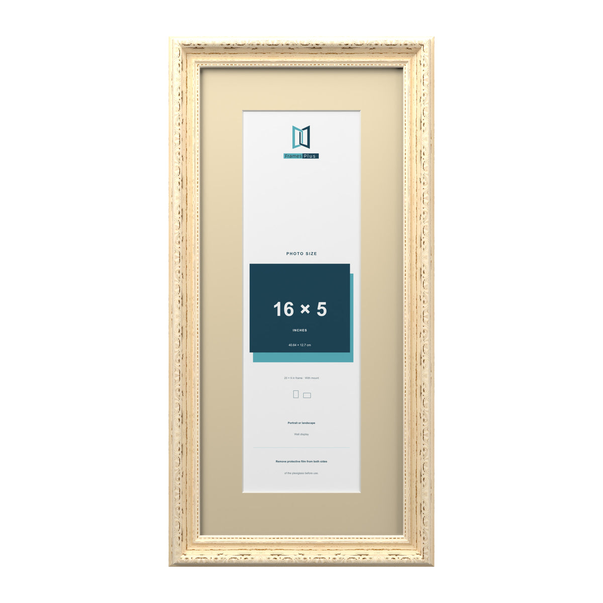 Louis Range Cream Picture, Photo & Poster Frame with Ivory Mount - 20x9" Frame for 16x5" Photo, Cream