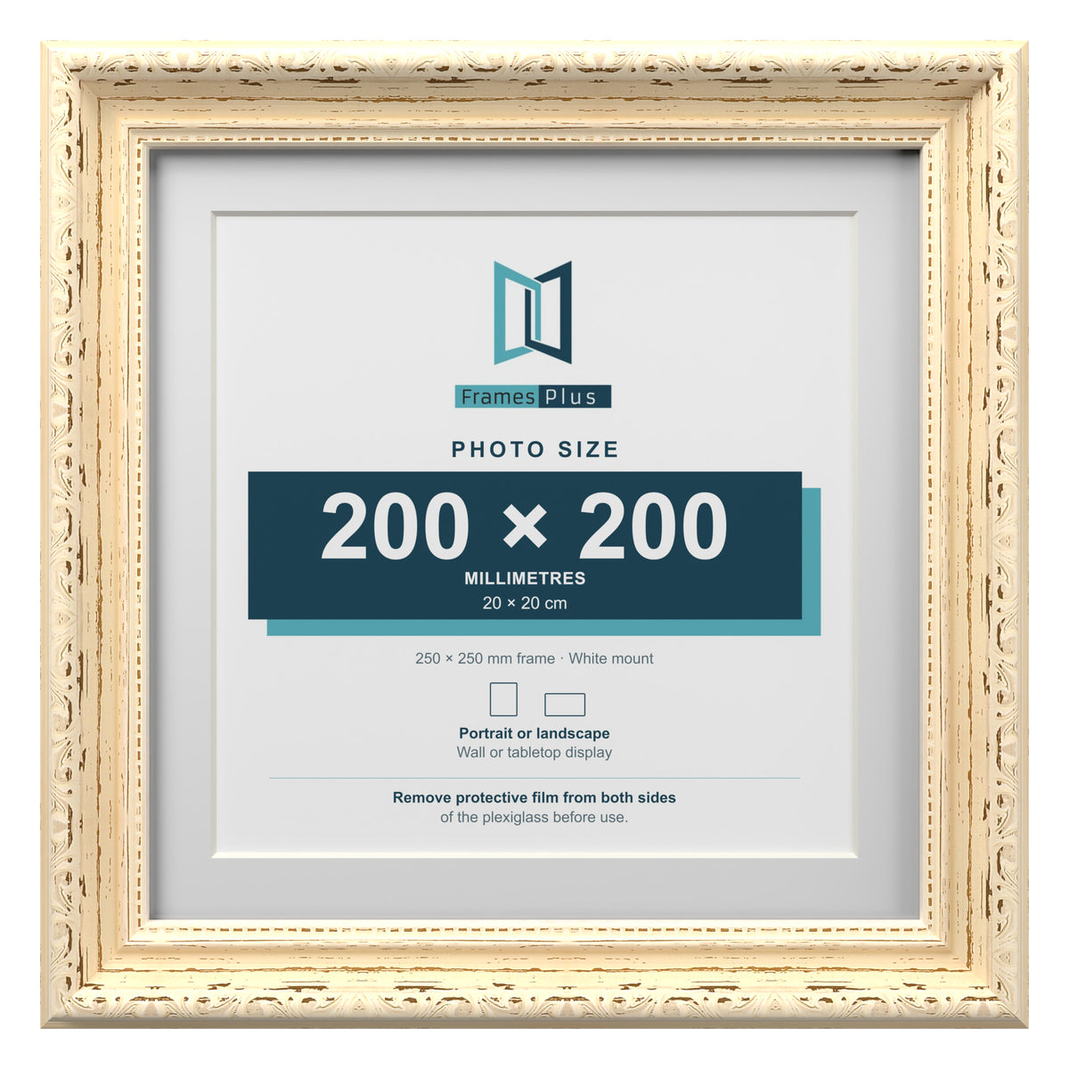 Louis Range Cream Picture, Photo & Poster Frame with White Mount - 25x25cm Frame for 20x20cm Photo, Cream