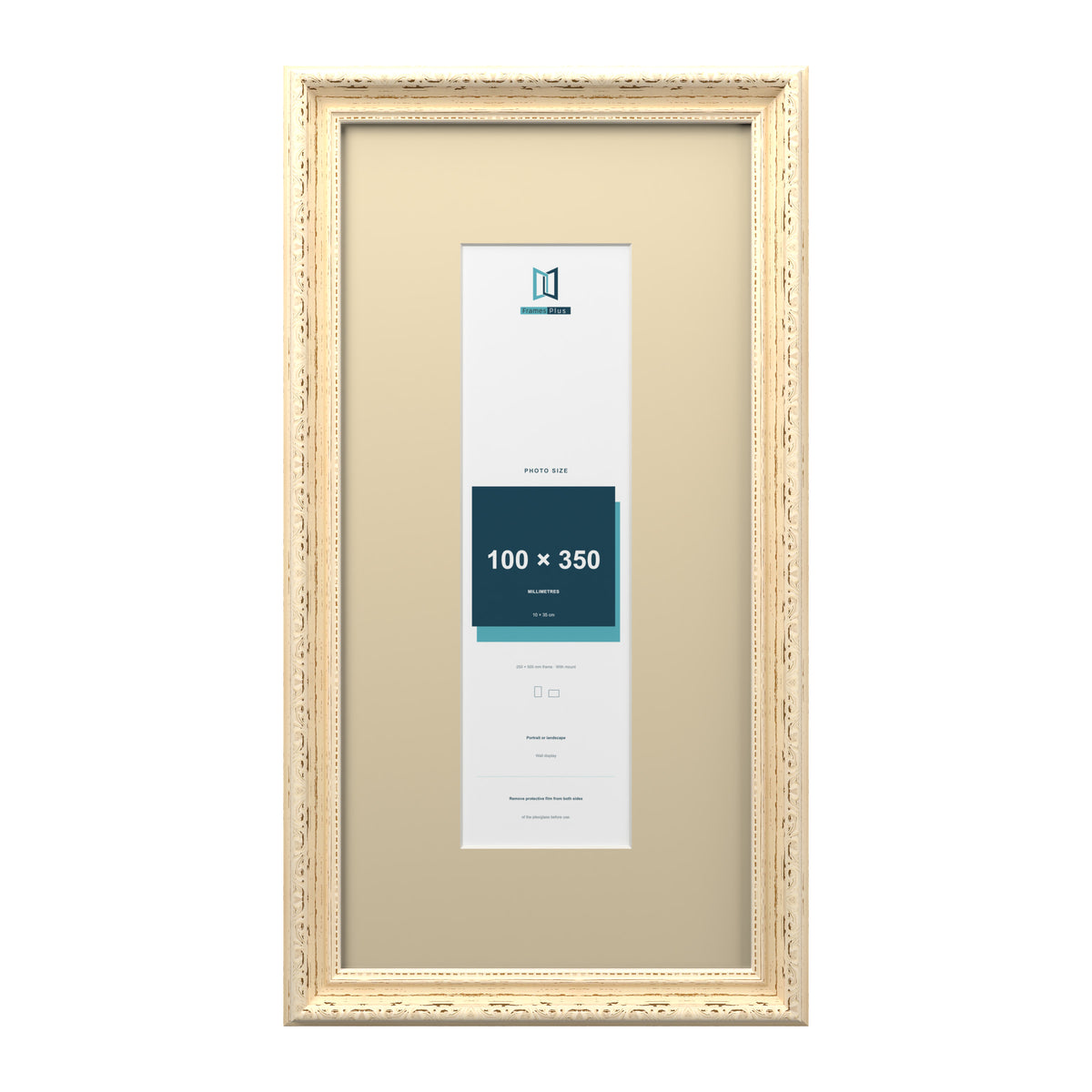 Louis Range Cream Picture, Photo & Poster Frame with Ivory Mount - 50x25cm Frame for 35x10cm Photo, Cream