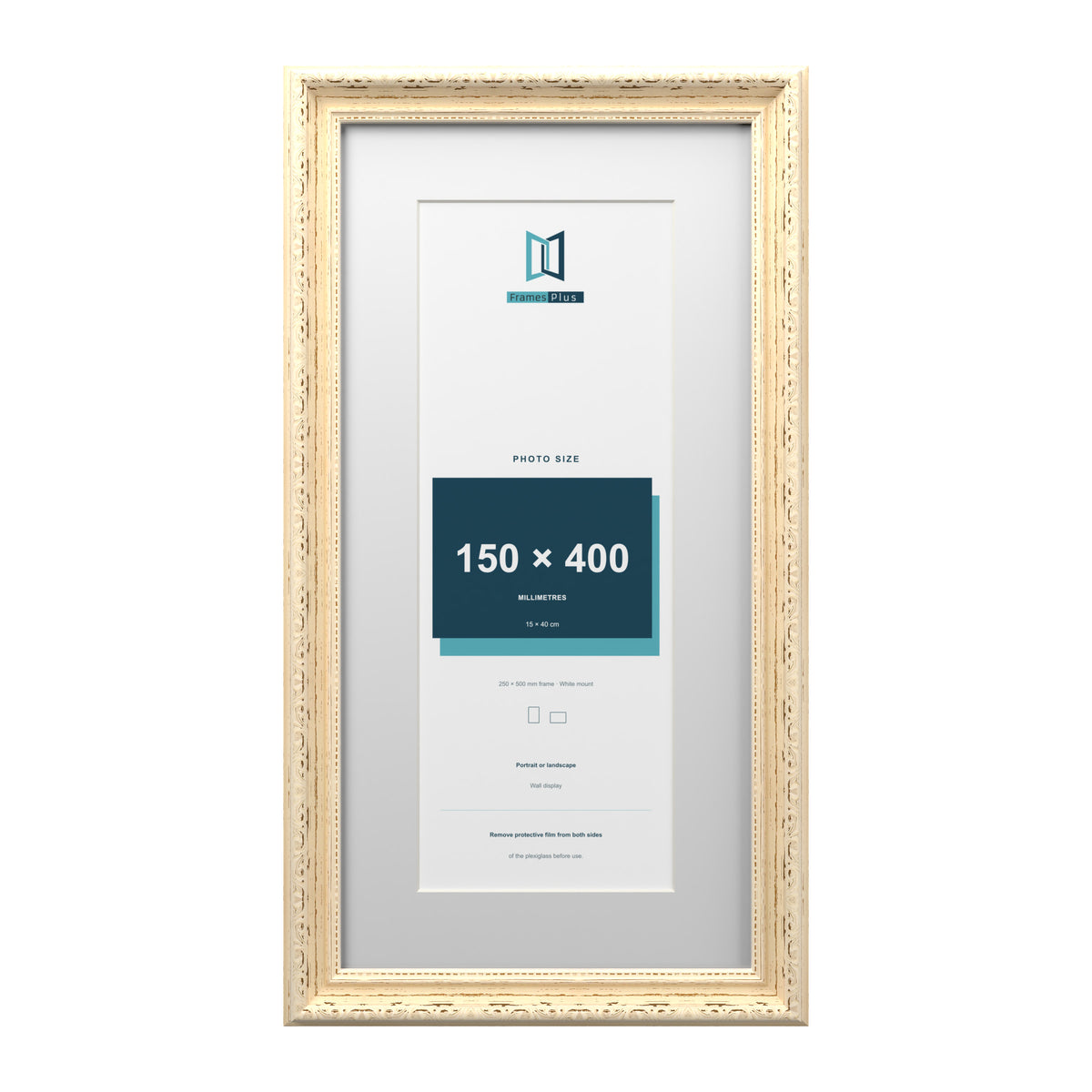 Louis Range Cream Picture, Photo & Poster Frame with White Mount - 50x25cm Frame for 40x15cm Photo, Cream