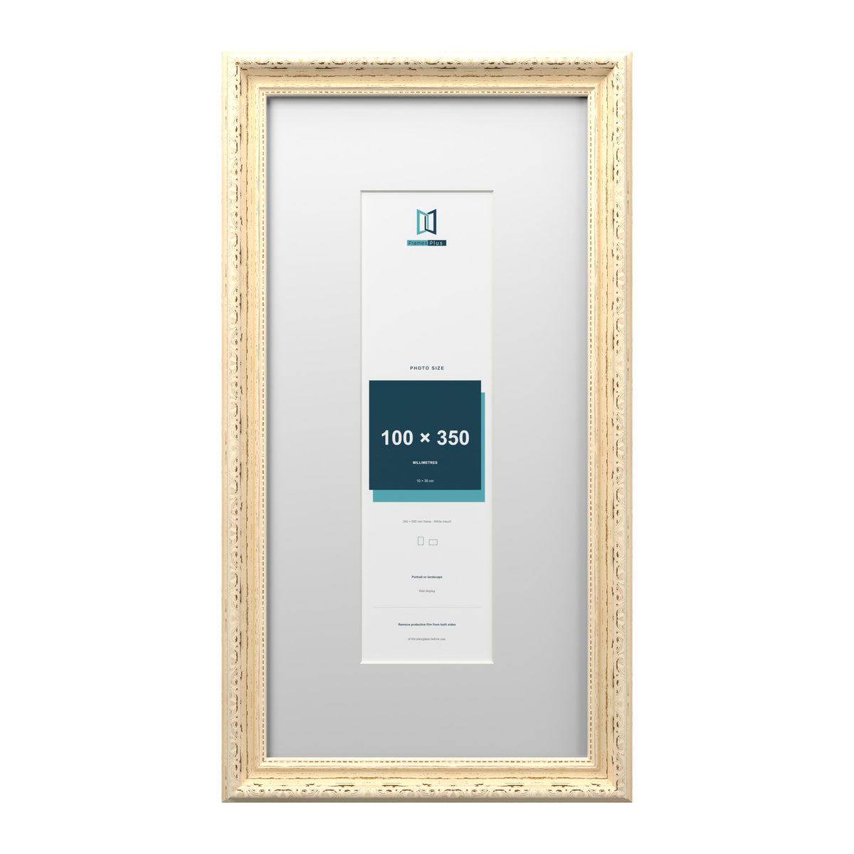 Louis Range Cream Picture, Photo & Poster Frame with White Mount - 50x25cm Frame for 35x10cm Photo, Cream