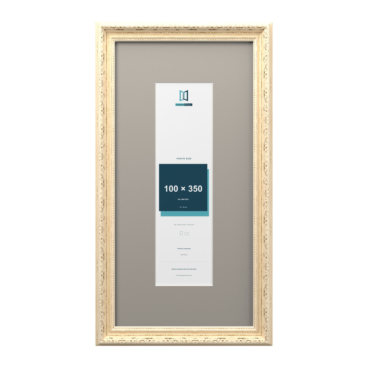 Louis Range Cream Picture, Photo & Poster Frame with Dawn Grey Mount - 50x25cm Frame for 35x10cm Photo, Cream