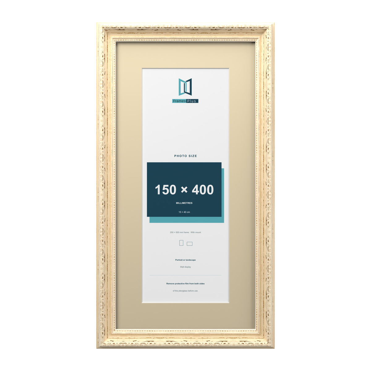 Louis Range Cream Picture, Photo & Poster Frame with Ivory Mount - 50x25cm Frame for 40x15cm Photo, Cream